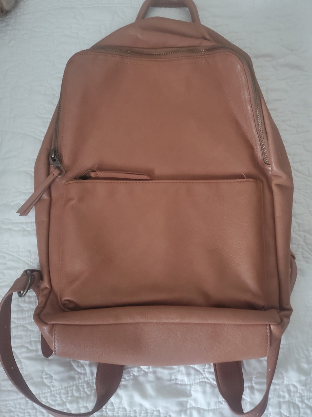 Womens Universal Thread Tan Leather Backpack - Sleek Everyday Carry